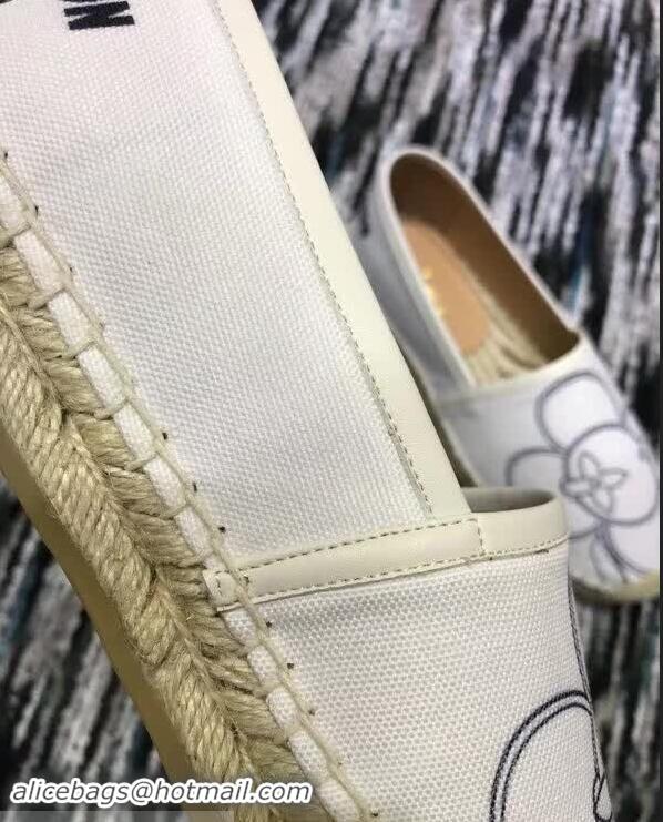 Purchase Discount Louis Vuitton Printed Canvas Espadrilles LV89506 White 2018