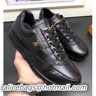 Market Sells Louis Vuitton Calfskin Leather Run Away Men's Sneakers LV81801 Black 2018