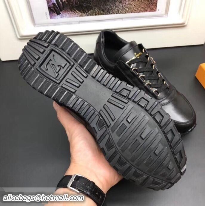 Market Sells Louis Vuitton Calfskin Leather Run Away Men's Sneakers LV81801 Black 2018