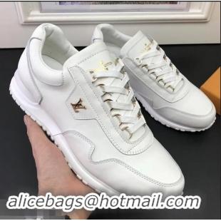 Imitation Louis Vuitton Calfskin Leather Run Away Men's Sneakers LV81801 White 2018