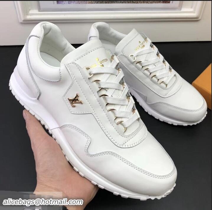 Imitation Louis Vuitton Calfskin Leather Run Away Men's Sneakers LV81801 White 2018