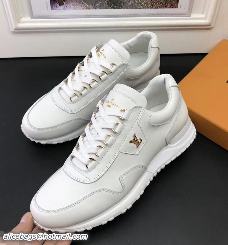 Imitation Louis Vuitton Calfskin Leather Run Away Men's Sneakers LV81801 White 2018