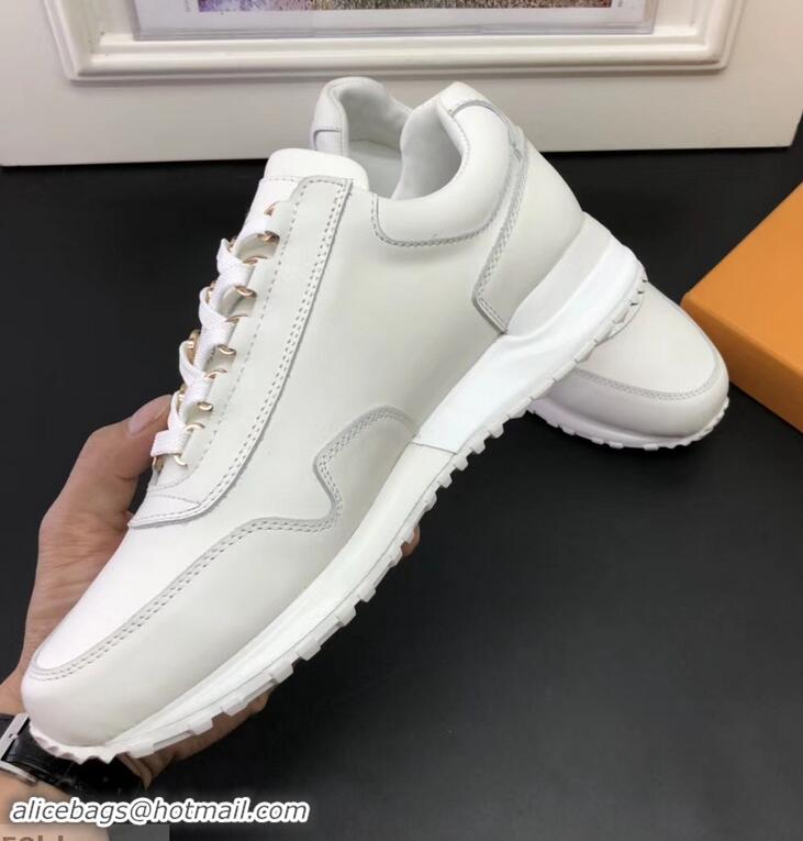 Imitation Louis Vuitton Calfskin Leather Run Away Men's Sneakers LV81801 White 2018