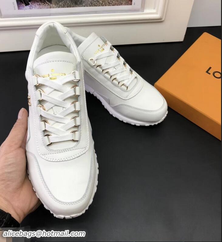 Imitation Louis Vuitton Calfskin Leather Run Away Men's Sneakers LV81801 White 2018