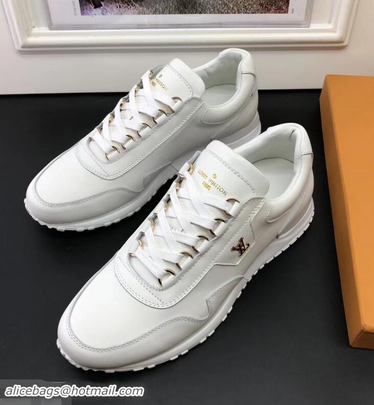 Imitation Louis Vuitton Calfskin Leather Run Away Men's Sneakers LV81801 White 2018