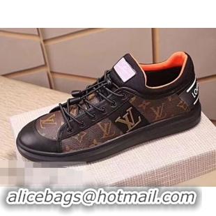 Imitation Louis Vuitton Men's Monogram Lace-Up Sneaker LV81633 Brown/Black 2018