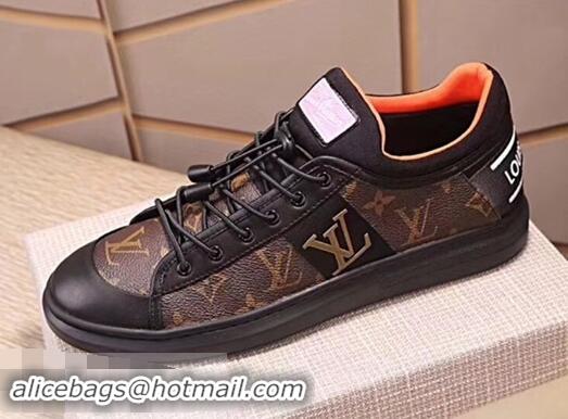 Imitation Louis Vuitton Men's Monogram Lace-Up Sneaker LV81633 Brown/Black 2018