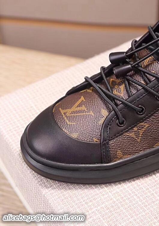 Imitation Louis Vuitton Men's Monogram Lace-Up Sneaker LV81633 Brown/Black 2018