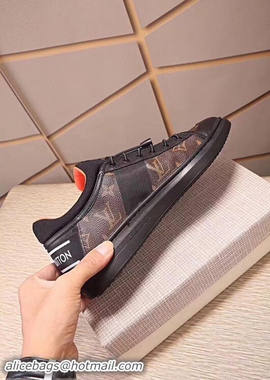 Imitation Louis Vuitton Men's Monogram Lace-Up Sneaker LV81633 Brown/Black 2018