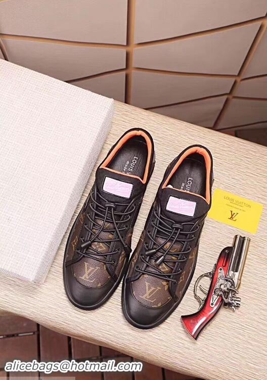 Imitation Louis Vuitton Men's Monogram Lace-Up Sneaker LV81633 Brown/Black 2018