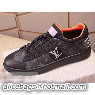 Duplicate Louis Vuitton Men's Monogram Lace-Up Sneaker LV81633 Black/Grey 2018