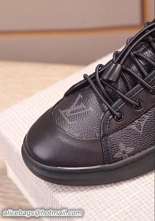 Duplicate Louis Vuitton Men's Monogram Lace-Up Sneaker LV81633 Black/Grey 2018