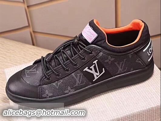 Duplicate Louis Vuitton Men's Monogram Lace-Up Sneaker LV81633 Black/Grey 2018