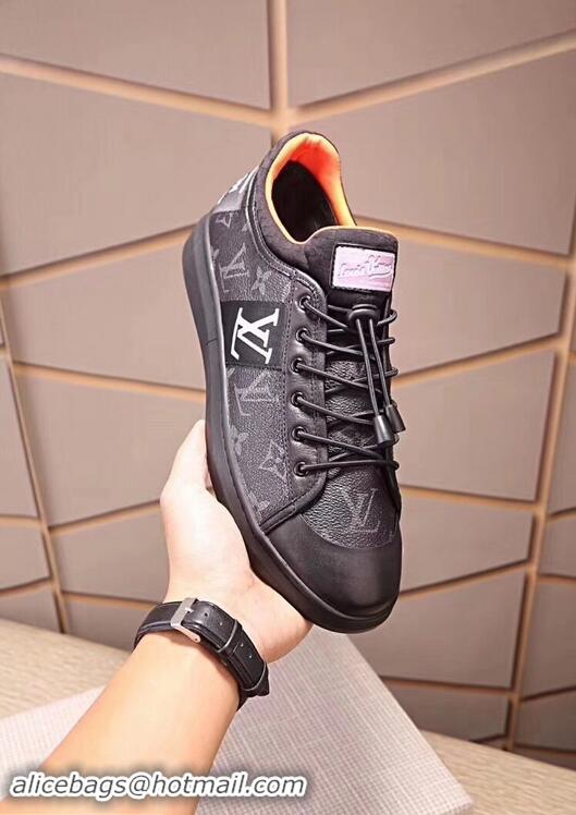 Duplicate Louis Vuitton Men's Monogram Lace-Up Sneaker LV81633 Black/Grey 2018