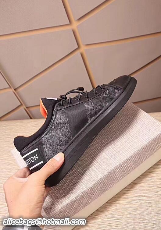 Duplicate Louis Vuitton Men's Monogram Lace-Up Sneaker LV81633 Black/Grey 2018