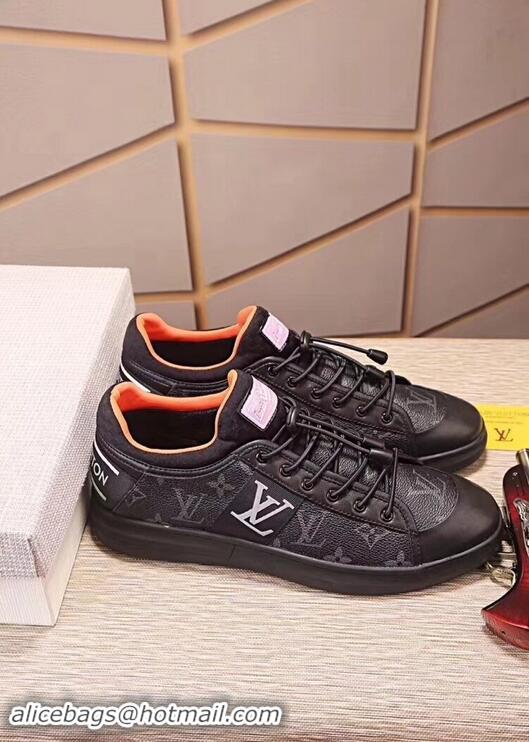 Duplicate Louis Vuitton Men's Monogram Lace-Up Sneaker LV81633 Black/Grey 2018