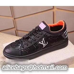 Stylish Fake Louis Vuitton Men's Monogram Lace-Up Sneaker LV81633 Black 2018