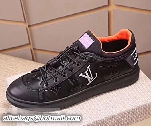 Stylish Fake Louis Vuitton Men's Monogram Lace-Up Sneaker LV81633 Black 2018