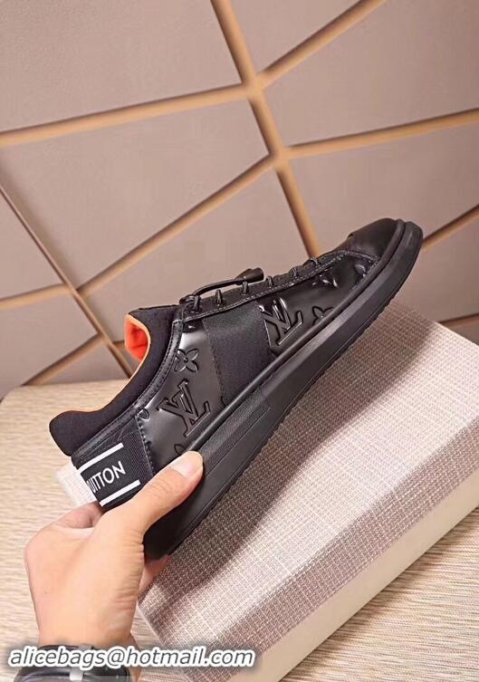 Stylish Fake Louis Vuitton Men's Monogram Lace-Up Sneaker LV81633 Black 2018