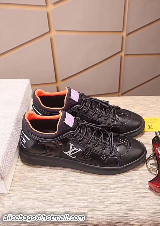 Stylish Fake Louis Vuitton Men's Monogram Lace-Up Sneaker LV81633 Black 2018