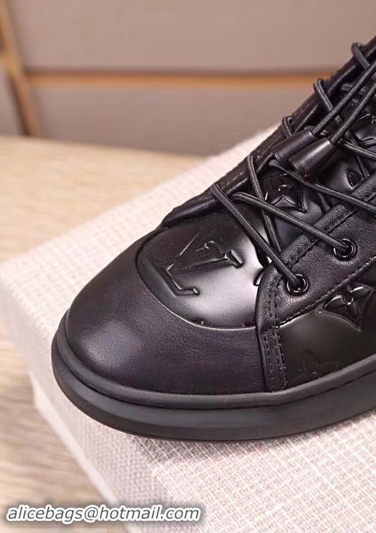 Stylish Fake Louis Vuitton Men's Monogram Lace-Up Sneaker LV81633 Black 2018