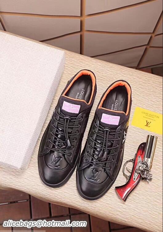 Stylish Fake Louis Vuitton Men's Monogram Lace-Up Sneaker LV81633 Black 2018