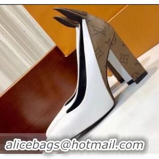 Classic Louis Vuitton Heel 10.5cm Matchmake Pumps Leather LV82902 White/Monogram Reverse Canvas 2019