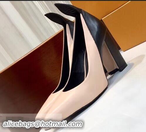 Imitation Louis Vuitton Heel 10.5cm Matchmake Pumps LV82902 Nude/Black 2019