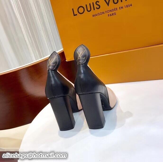 Imitation Louis Vuitton Heel 10.5cm Matchmake Pumps LV82902 Nude/Black 2019