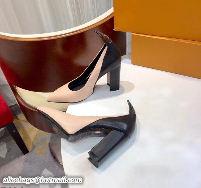 Imitation Louis Vuitton Heel 10.5cm Matchmake Pumps LV82902 Nude/Black 2019