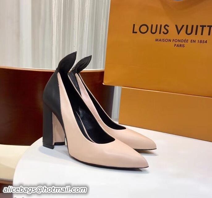 Imitation Louis Vuitton Heel 10.5cm Matchmake Pumps LV82902 Nude/Black 2019