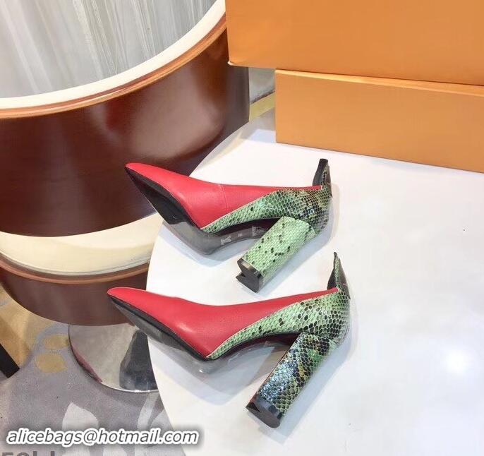 Cheapest Louis Vuitton Heel 10.5cm Matchmake Pumps LV82904 Red/Python 2019