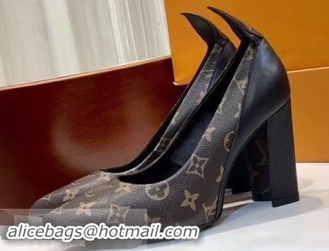 Perfect Louis Vuitton Heel 10.5cm Matchmake Pumps Monogram Canvas/Leather LV82905 Black 2019