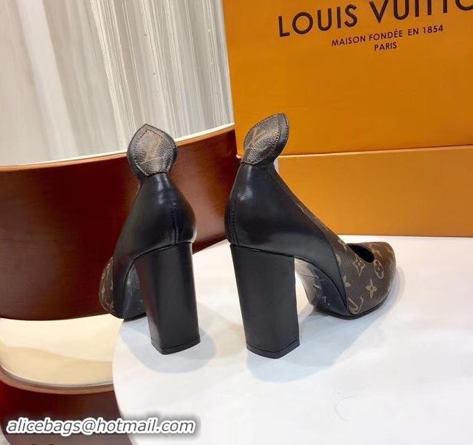 Perfect Louis Vuitton Heel 10.5cm Matchmake Pumps Monogram Canvas/Leather LV82905 Black 2019