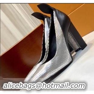 Duplicate Louis Vuitton Heel 10.5cm Matchmake Pumps LV82906 Silver/Black 2019