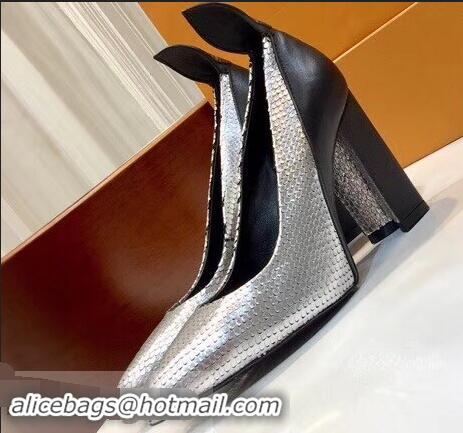 Duplicate Louis Vuitton Heel 10.5cm Matchmake Pumps LV82906 Silver/Black 2019