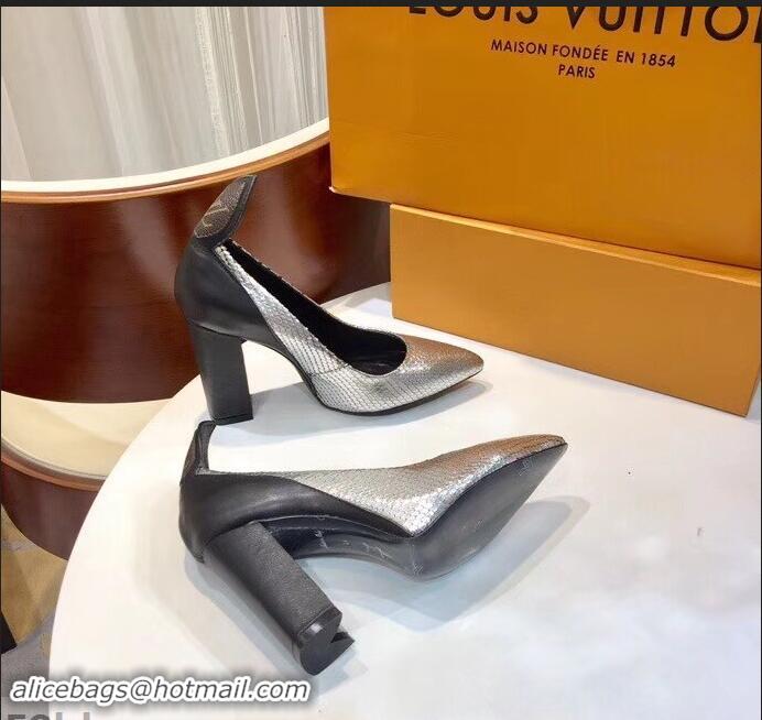 Duplicate Louis Vuitton Heel 10.5cm Matchmake Pumps LV82906 Silver/Black 2019