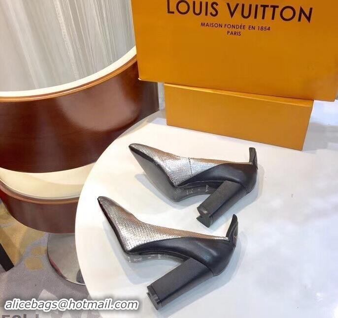 Duplicate Louis Vuitton Heel 10.5cm Matchmake Pumps LV82906 Silver/Black 2019