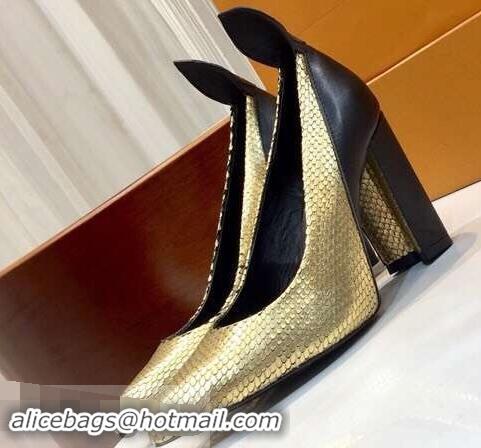 Crafted Louis Vuitton Heel 10.5cm Matchmake Pumps LV82907 Gold/Black 2019