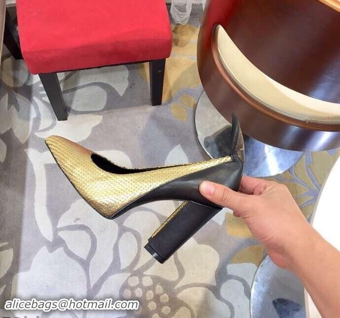 Crafted Louis Vuitton Heel 10.5cm Matchmake Pumps LV82907 Gold/Black 2019