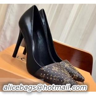 Grade Louis Vuitton Heel 10cm Cherie Pumps Leather/Monogram Canvas 1A4DGE Studs 2019