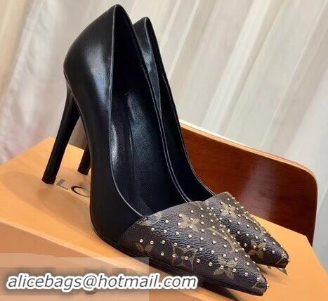 Grade Louis Vuitton Heel 10cm Cherie Pumps Leather/Monogram Canvas 1A4DGE Studs 2019