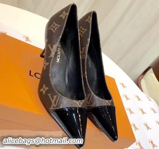 Modern Louis Vuitton Heel 6.5cm Fetish Pumps Monogram Canvas/Patent Black LV90302