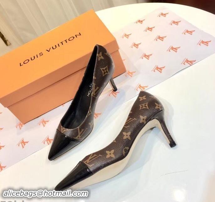 Modern Louis Vuitton Heel 6.5cm Fetish Pumps Monogram Canvas/Patent Black LV90302