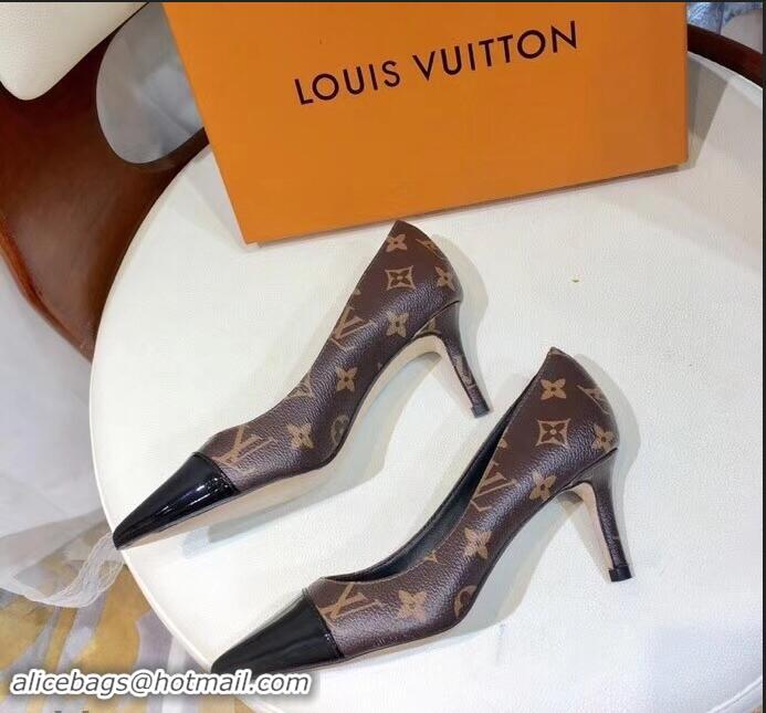 Modern Louis Vuitton Heel 6.5cm Fetish Pumps Monogram Canvas/Patent Black LV90302