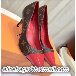 Refined Louis Vuitton Heel 6.5cm Fetish Pumps Monogram Canvas/Patent Red LV90303