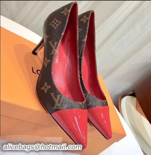 Refined Louis Vuitton Heel 6.5cm Fetish Pumps Monogram Canvas/Patent Red LV90303