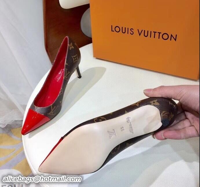 Refined Louis Vuitton Heel 6.5cm Fetish Pumps Monogram Canvas/Patent Red LV90303