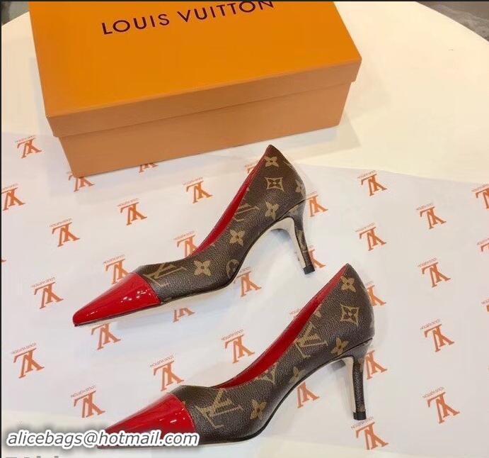 Refined Louis Vuitton Heel 6.5cm Fetish Pumps Monogram Canvas/Patent Red LV90303