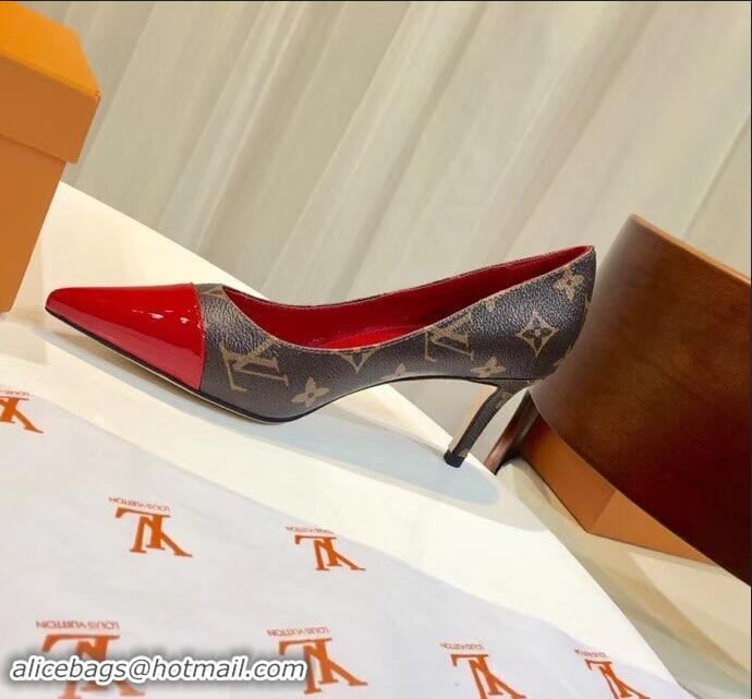 Refined Louis Vuitton Heel 6.5cm Fetish Pumps Monogram Canvas/Patent Red LV90303